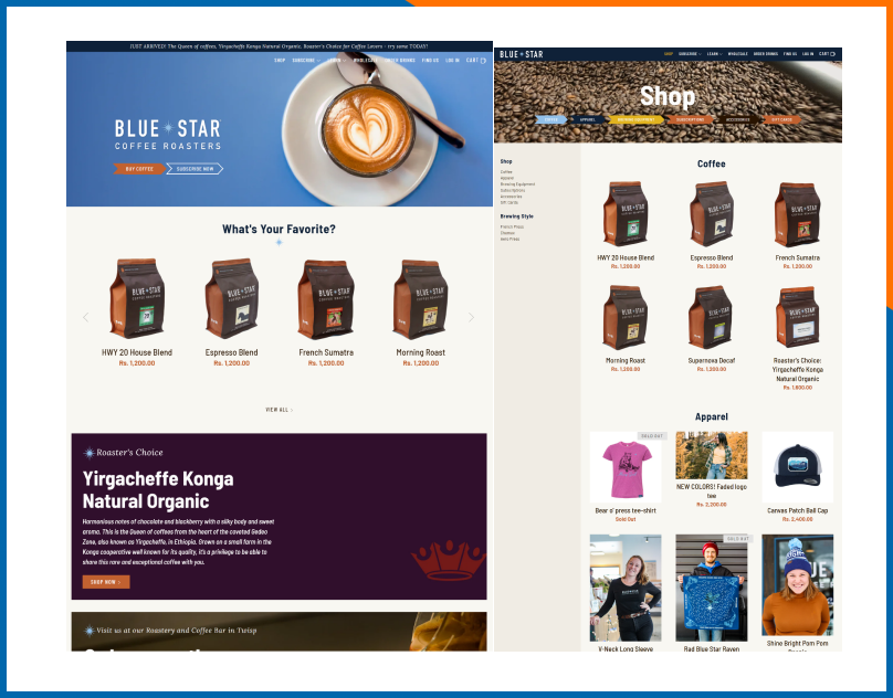 bluestarcoffeeroasters Website development in Shopify